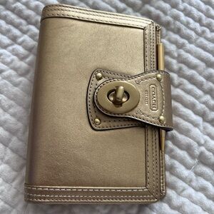 Coach Metallic Gold Leather Organizer